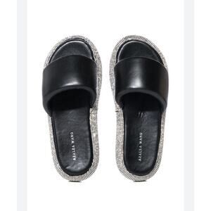 Azalea Wang Womens 9 Black Arrow Crystal Platform Slide Sandal Y2K Chunky Funky
